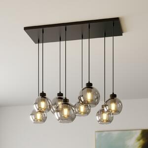 TK Lighting Viseća svjetiljka Cubus, duljine 95 cm, 8 žarulja, dimno siva, staklo, prigušiva, Sivo, Dnevni boravak/blagovaonica, Staklo