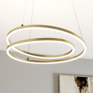 Lindby LED viseća lampa Davian, boja mesinga, 49 cm, prigušiva, prigušiva, Zlato / mjed, Dnevni boravak/blagovaonica, Aluminij