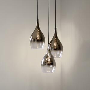 Paul Neuhaus viseća lampa Pilua, dimno siva, staklo, 30 cm, 3 svjetla., prigušiva, Sivo, Dnevni boravak/blagovaonica, Staklo, Zavjese u paketu