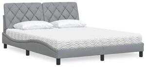 Krevet s madracem svjetlosiva 160x200 cm tkanina - Siva / 160 x 200 cm
