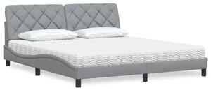 Krevet s madracem svjetlosivi 180x200 cm od tkanine - Siva / 180 x 200 cm