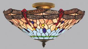 Searchlight Dragonfly stropna svjetiljka u Tiffany stilu, prigušiva, Višebojno, Dnevni boravak/blagovaonica, Staklo