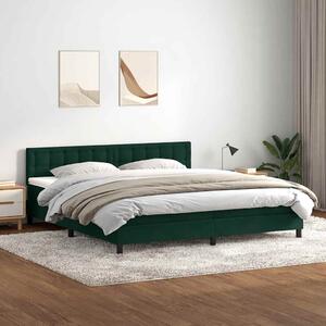 Box Spring krevet s madracem tamno zeleni 180x220 cm baršun - Zelena / 180 x 220 cm