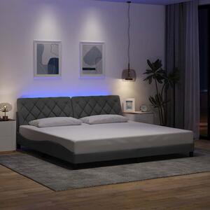 Okvir kreveta s LED-om bez madraca 200 x 200 cm od tkanine - Siva / 200 x 200 cm