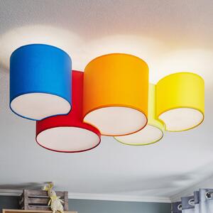 TK Lighting Stropna svjetiljka Mona, pet žarulja, višebojna, prigušiva, Višebojno, spavaća soba, Tkanina / tekstil