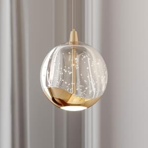 Lucande LED visilica Hayley, Ø 9 cm, zlatne boje, staklo