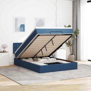 Otomanski krevet s madracem i LED plavi 140x190 cm tkanine - Plava / 140 x 190 cm
