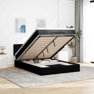 Otomanski krevet s madracem i LED crni 140x190 cm tkanine - Crna / 140 x 190 cm