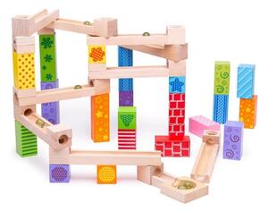 Bigjigs Toys - Drvena staza s kuglicama obojena