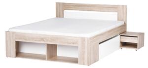 Zondo.hr Bračni krevet 160 cm Melinne 09 (hrast sonoma 3D + bijela) (s prostorom za odlaganje i noćnim stolićima). Akcija -19%. 1068192