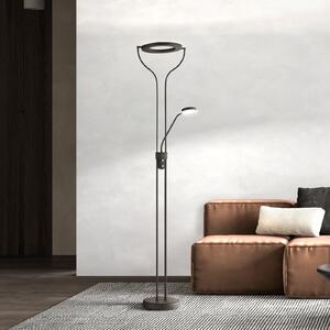 FISCHER & HONSEL Davos LED podna lampa, crna, visina 180 cm, 2 žarulje, CCT, prigušiva, Crno, Dnevni boravak/blagovaonica, Metal, Svjetlo za čitanje