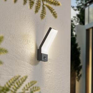 Lindby LED vanjska zidna svjetiljka Korvik, 26 cm, antracit, senzor