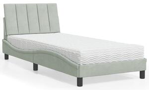 Krevet s madracem Hanko svjetlosivi 80 x 200 cm baršunasti - Siva / 80 x 200 cm