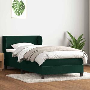 Box Spring krevet s madracem tamnozeleni 80x220 cm baršun - Zelena / 80 x 220 cm