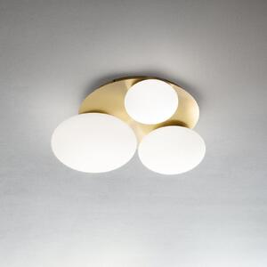 Ideal Lux stropna lampa Ninfea, boja mesinga, opalno staklo, 3 žarulje