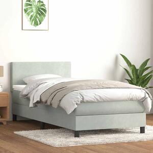 Box Spring krevet s madracem svijetlo sivi 80x210 cm baršun - Siva / 80 x 210 cm