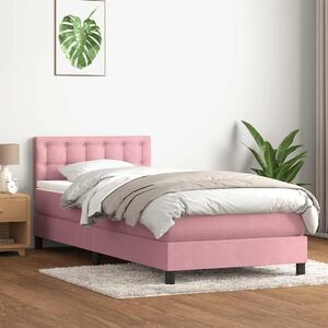Box spring krevet s madracem ružičasti 90x220 cm baršunasti - Ružičasti / 90 x 220 cm