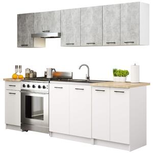 Zondo.hr Kuhinja 240 cm Ozara II (beton + bijela). Akcija -15%. 1071278