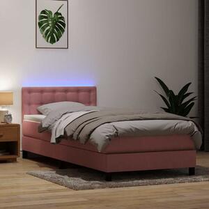 Box Spring krevet s madracem i LED ružičasti 80 x 220 cm baršunasti - Ružičasti / 80 x 220 cm