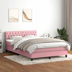 Box Spring krevet s madracem ružičasti 140x220 cm baršun - Ružičasti / 140 x 220 cm