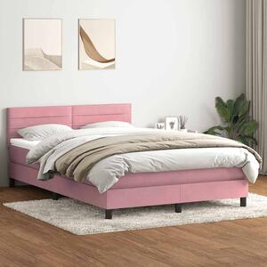 Box Spring krevet s madracem ružičasti 140x220 cm baršun - Ružičasti / 140 x 220 cm