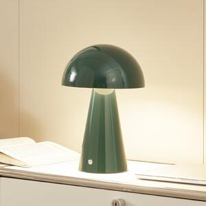 Lindby LED baterijska stolna lampa Nevijo, zelena, Ø20 cm, USB, dimmer