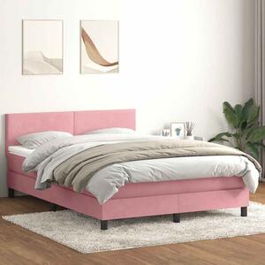 Box Spring krevet s madracem i LED ružičasti 160x220 cm baršun - Ružičasti / 160 x 220 cm