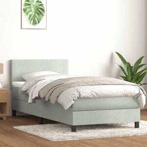 Box Spring krevet s madracem i LED svijetlo sivi 80x220 cm samt - Siva / 80 x 220 cm