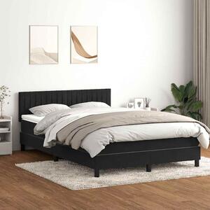Box Spring krevet s madracem i LED crni 160x210 cm baršunasti - Crna / 160 x 210 cm