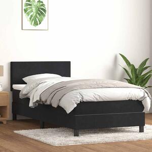 Box Spring krevet s madracem i LED crni 90x210 cm baršunasti - Crna / 90 x 210 cm