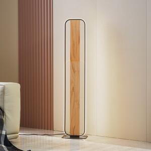 Lindby LED podna lampa Romilda, siva, drvo, visina 122 cm
