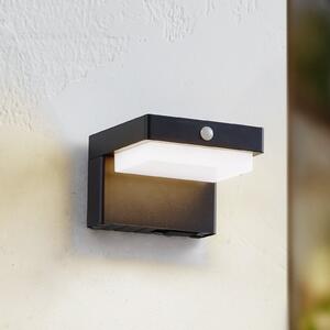 Lindby LED solarna zidna svjetiljka Eleazar, crna, senzorska, prigušiva