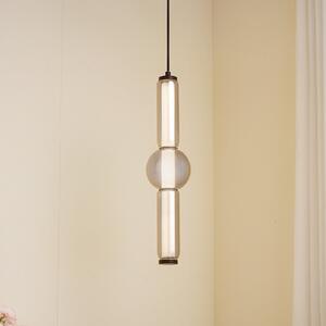 Lucande LED visilica Savete, dimno siva, staklo, Ø 12 cm, Sivo, Dnevni boravak/blagovaonica, Staklo