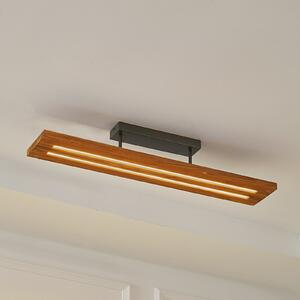 Lindby LED stropna lampa Nesaja, crna, drvo, 98cm, prigušiva
