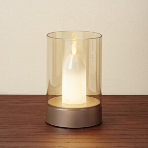 Lindby LED baterijska stolna lampa Lumana, jantarna, staklo, prigušiva