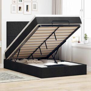 Otomanski krevet madracem i LED crna 120x190 cm tkanina - Crna / 120 x 190 cm