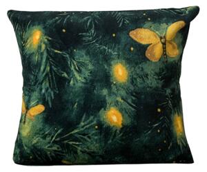Jastučnica od mikropliša YELLOW BUTTERFLY 45x45 cm, tamnozelena