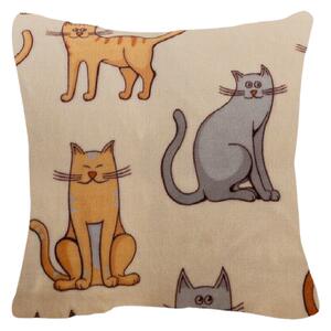 Jastučnica od mikropliša COLORED CATS 45x45 cm, krem boja