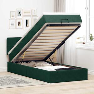 Otomanski krevet s madracem i LED tamnozeleni 80x200cm baršun - Zelena / 80 x 200 cm