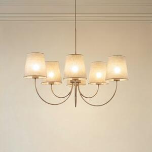 TK Lighting Luster Candi, bež/pješčana, 6 svjetiljki, Ø 85 cm, E27, prigušiva, Bež, Dnevni boravak/blagovaonica, Tkanina / tekstil