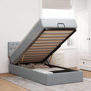 Otomanski krevet s madracem i LED svijetlosiva 80x200cm tkanina - Siva / 80 x 200 cm