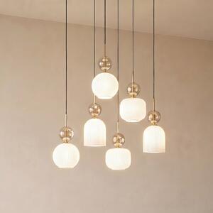 TK Lighting Sophia viseća lampa, 6 žarulja, bijela/kognac, duljina 65 cm, E14, prigušiva, Bijela, Dnevni boravak/blagovaonica, Staklo