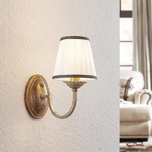 Lindby zidna lampa Lumiel, krem/mesing, tekstil, 27cm