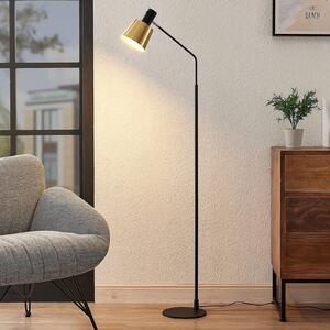 Lindby podna lampa Vlada, 144 cm, mesing, crna, metal