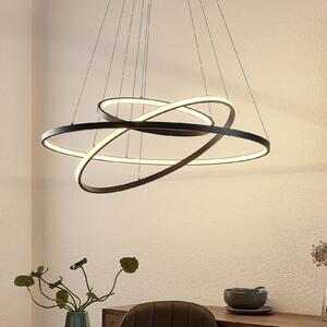 Lucande LED viseća svjetiljka Ezana, crna, metalna, Ø 80 cm, prigušiva, Crno, Dnevni boravak/blagovaonica, Metal