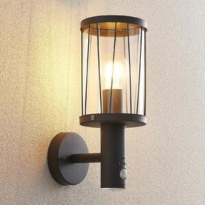 Lindby vanjska zidna lampa Yonan, visina 34 cm, antracit, senzor