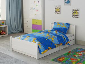 Pamučna posteljina za krevetic Žirafa plava