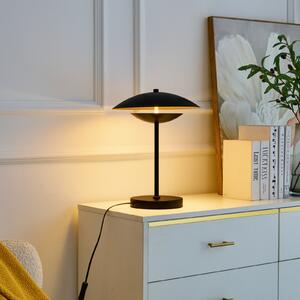 Lindby LED stolna lampa Tiama, metal, crna/zlatna, Ø 30 cm
