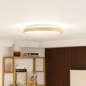 Lindby Smart LED stropna svjetiljka Mirren drvo Ø49,5 cm CCT Tuya