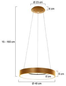 Ringlede LED viseća svjetiljka, Ø 48 cm, zlatna